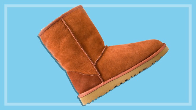 ugg boot on blue background
